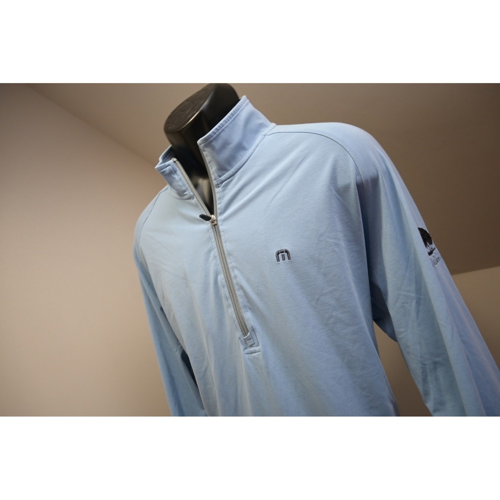 TravisMathew Pullover Jacket Mens Large Blue 1/4 Zip Carmel Valley Ranch EUC